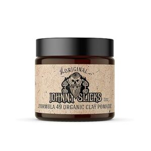 Johnny Slicks Formula 49 Clay All Organic Pomade | Firm Hold & Matte Finish (Promotes Healthy Hair Growth, Helps Hydrate Dry Skin), (2 ounce, Original)